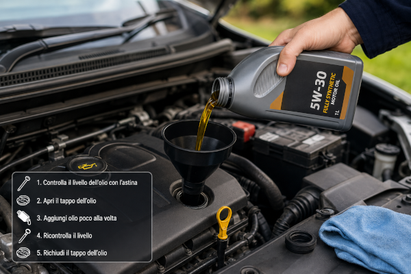 Come aggiungere olio al motore dell auto
